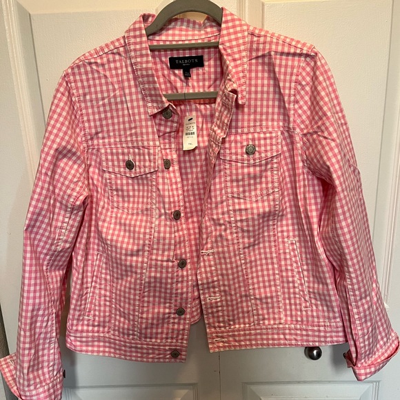 TALBOTS PETITE NWT AUTHENTIC GINGHAM PINK WHITE